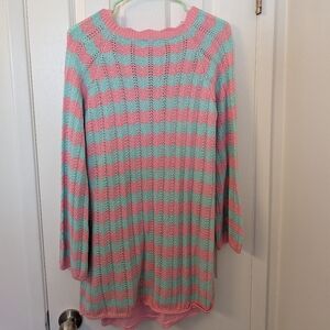 Pink Lily Striped Women's Sweater Dress w/ Slip